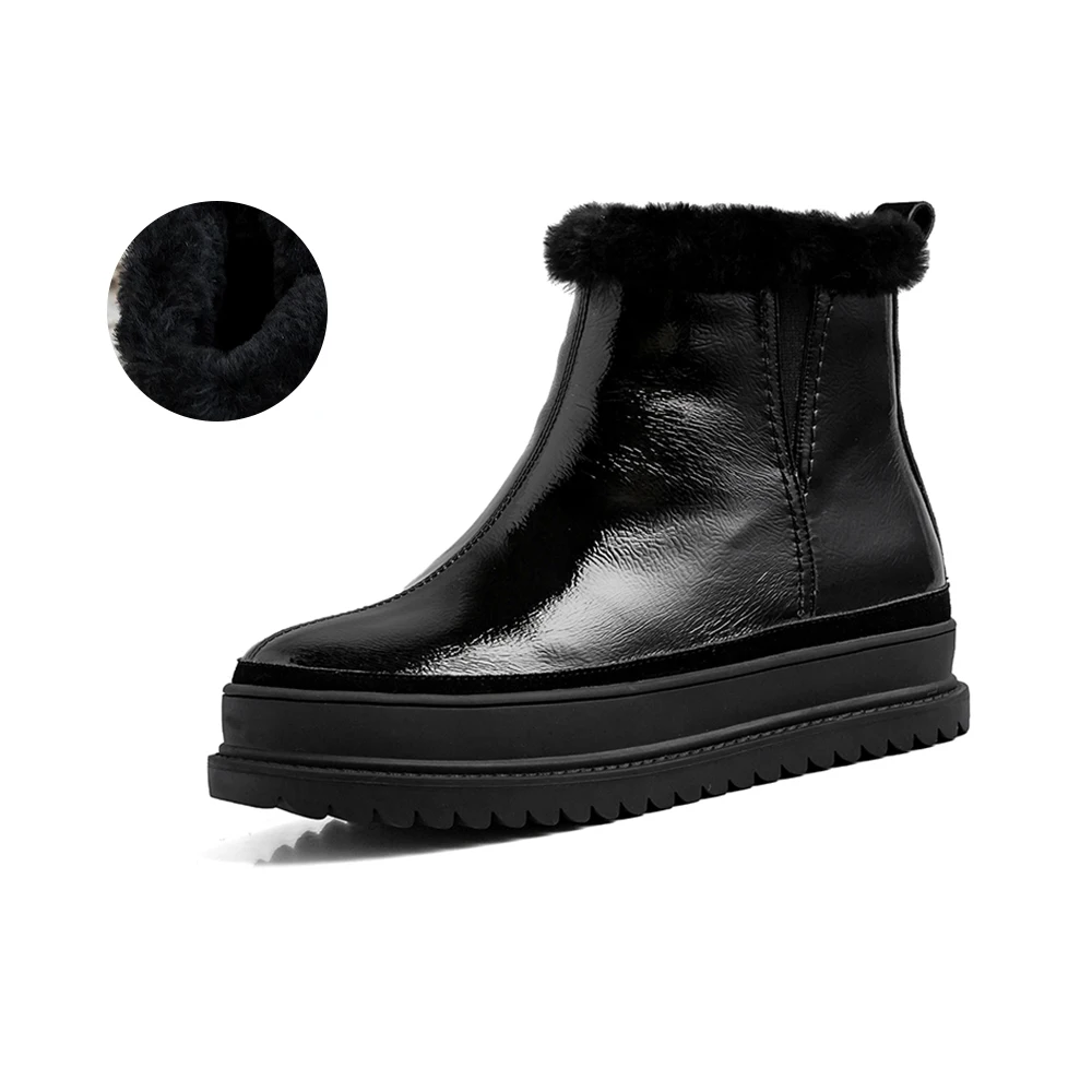 VAIR MUDO Winter Warm Ankle Boots Shoes Women Snow Boots Genuine Leather Lining Short Plush Women Boot For Winter Shoes DX77 - Цвет: Black