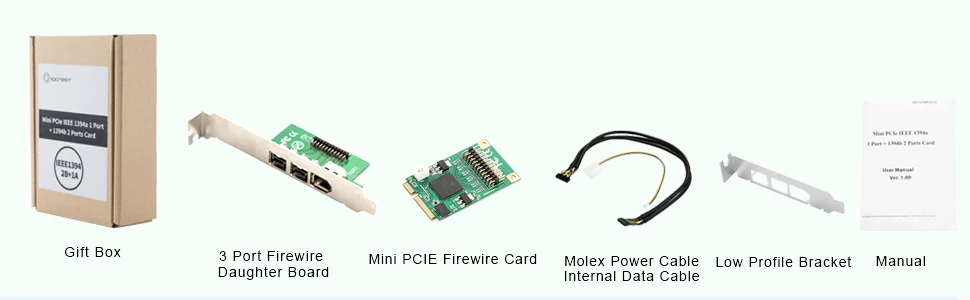 Mini PCI-E к IEEE 1394 контроллер карты 1 порт Firewire 1394A и 2 порта 1394B для цифровой камеры DV жесткий диск съемные диски