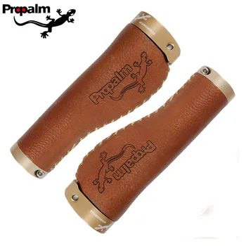 

Propalm Lockable Bike Grips Cowhide Leather Cover Handlebar Grips for MTB Road Bicycle Racing Anti-slip Grips with Locked Ring