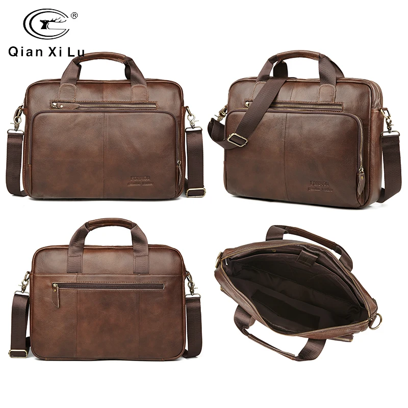 QianXILu мужские сумки из натуральной кожи, повседневные кожаные сумки для ноутбука, мужская деловая дорожная сумка-мессенджер, мужская сумка через плечо