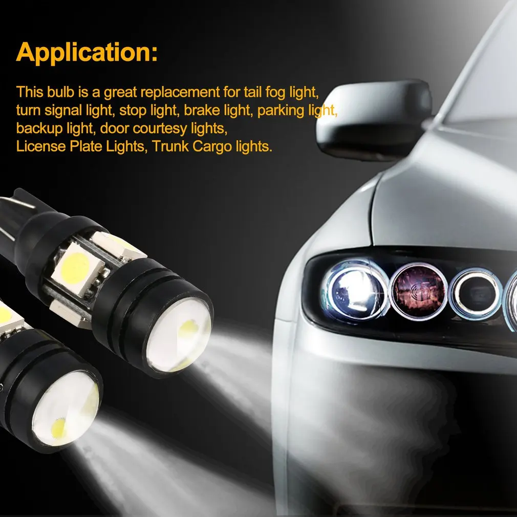 2pcs T10 LED W5W Car LED Fog Light Auto Lamp 12V with Projector Lens for Ford for Focus Interior Packing Car Styling