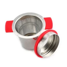 Силиконовый ситечко для чая из нержавеющей стали с двойной ручкой и отверстием, тонкий жидкий сепаратор, ситечко для чая, заварки чая