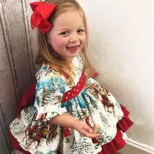 Модные рождественские детские рождественские расклешенные вечерние платья с Санта-Клаусом для маленьких девочек