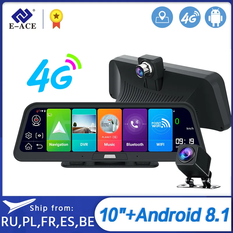 Дропшиппинг E ACE D16 Автомобильный видеорегистратор Android 8 1 Dash камера 4G GPS навигация