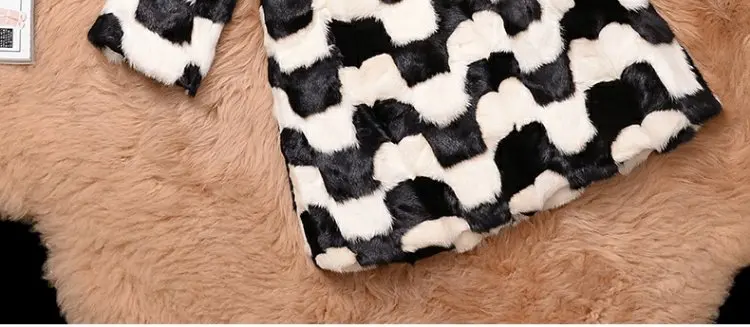 inverno novo bloco de vison casaco de pele das mulheres jaqueta longa sechao de moda elegante preto e branco gems