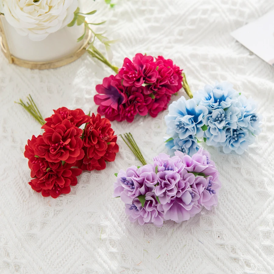 18 Stücke Künstliche Blumen Bouquet Staubblatt Hochzeit Party Diy Valentinstag Dekorationen Hause Handgemachte Girlanden Scrapbookings Gefälschte Pflanzen – Detail 4