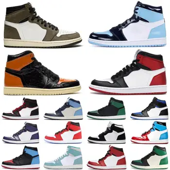 

travis scott 1 1s jumpman men women basketball shoes UNC obsidian pine green game royal bloodline trainers sports sneakers
