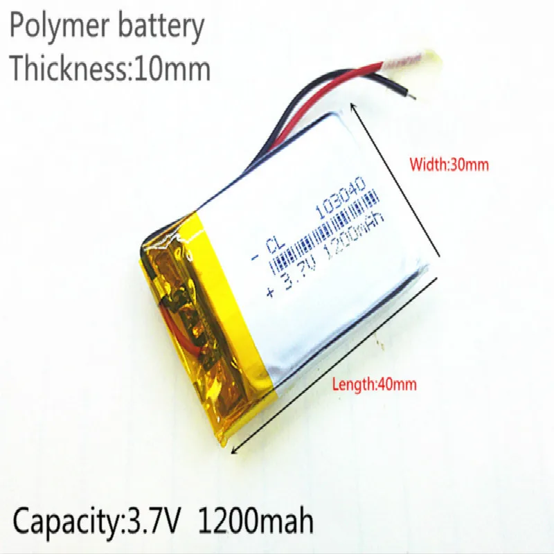 3,7 в, 1200 мАч, [103040] полимерный литий-ионный/литий-ионный аккумулятор для MP3, MP4; мобильный телефон, динамик; банк питания, DVD, gps, VR, DVR