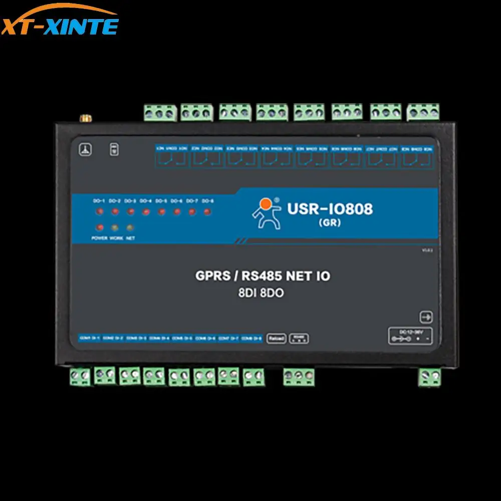 USR-IO808-GR 8-канальный видеорегистратор GPRS/GSM сети ввода-вывода контроллер 8-канальный сетевой видеорегистратор Выход Вход Поддержка ведомый режим облако TCP/RTU