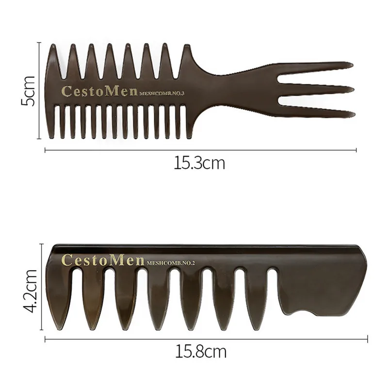 CestoMen Eco Friendly Hair Pomade Comb Classic Oil Head Wide Teeth Comb For Men Barber Hair Comb Double Side Fork Comb