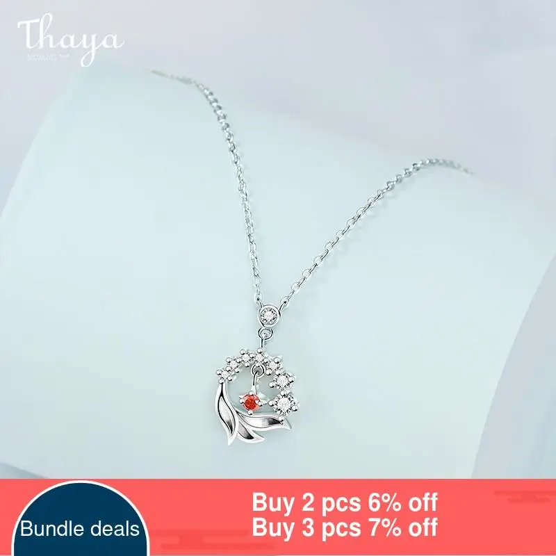 Thaya S925 collier en argent Lion Design rouge cristal artificiel en argent Sterling pendentif collier pour les femmes de luxe bijoux fins ► Photo 2/6