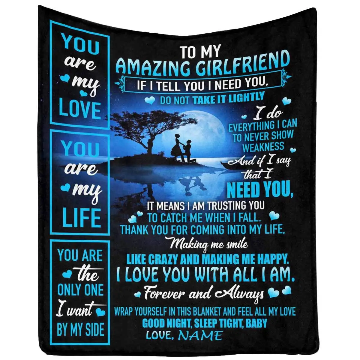 Personalized Bed Blanket Throw to My Amazing Girlfriend from Boyfriend