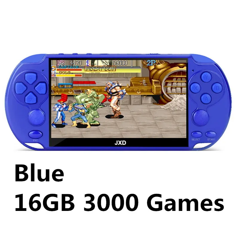 Blue 16GB3000 games JXD 48 ГБ 128 бит портативная игровая консоль 5,1 дюймов MP4 видео игровая консоль Встроенная 9450 игра для аркадных игр/gba/gbc/snes/fc/smd детский подарок - Цвет: Blue 16GB3000 games