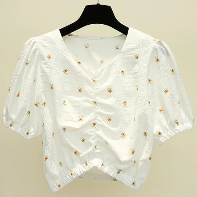 Blusas bohemias en la playa, Blusas de manga corta para mujer, Blusas superiores cortas de estilo coreano, camisas Chic blanco para mujer, Blusas femeninas|Blusas y camisas| - AliExpress