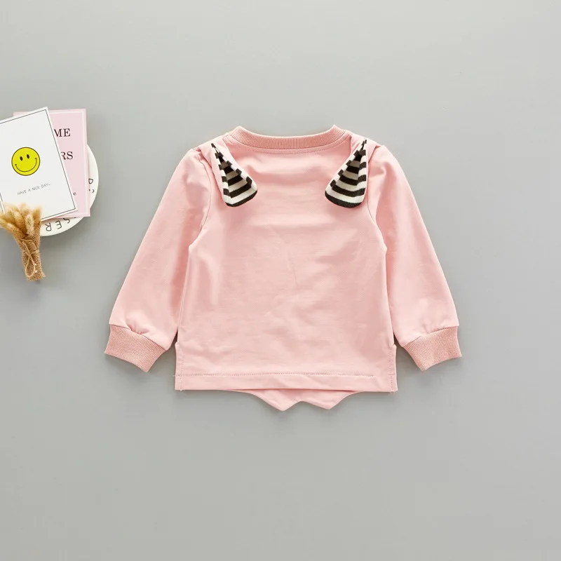 VIMIKID/комплекты одежды для малышей коллекция года, Осенний хлопковый топ с длинными рукавами и рисунком кролика+ полосатые штаны с фальш-вставкой комплекты детской одежды