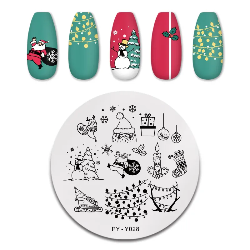 PICT YOU Christmas Nail Stamping Plates Snowflake Festival Pattern Nail Art Image Plates Stainless Steel Nail Art Plate Stencil 5