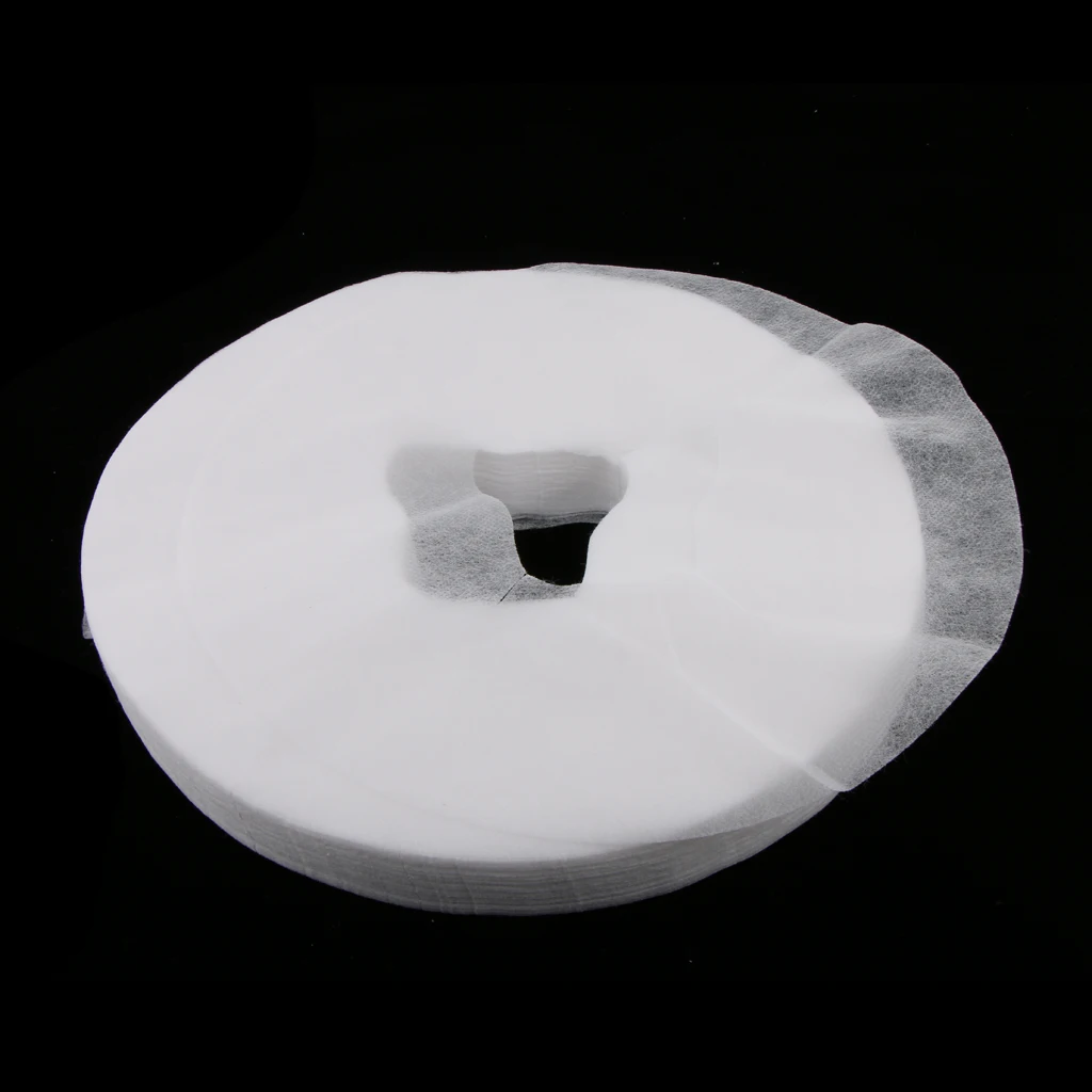 100 Pieces Round Spa Salon Disposable Massage Table Bed Cushion Covers Cradle Sheets with Face Rest Hole