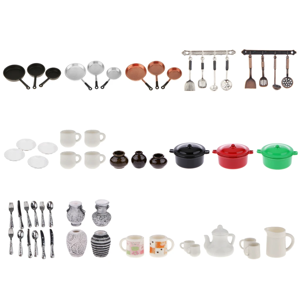 Dollhouse Miniature Kitchen Utensil Cookware Metal Casserole Dish Stew Pan Stockpot Black 12th Scale