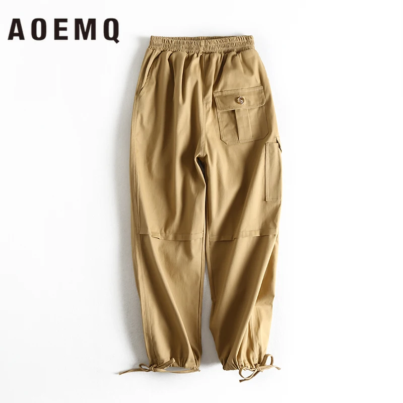 AOEMQ модные женские штаны в стиле хип хоп стильные шаровары эластичные брендовые