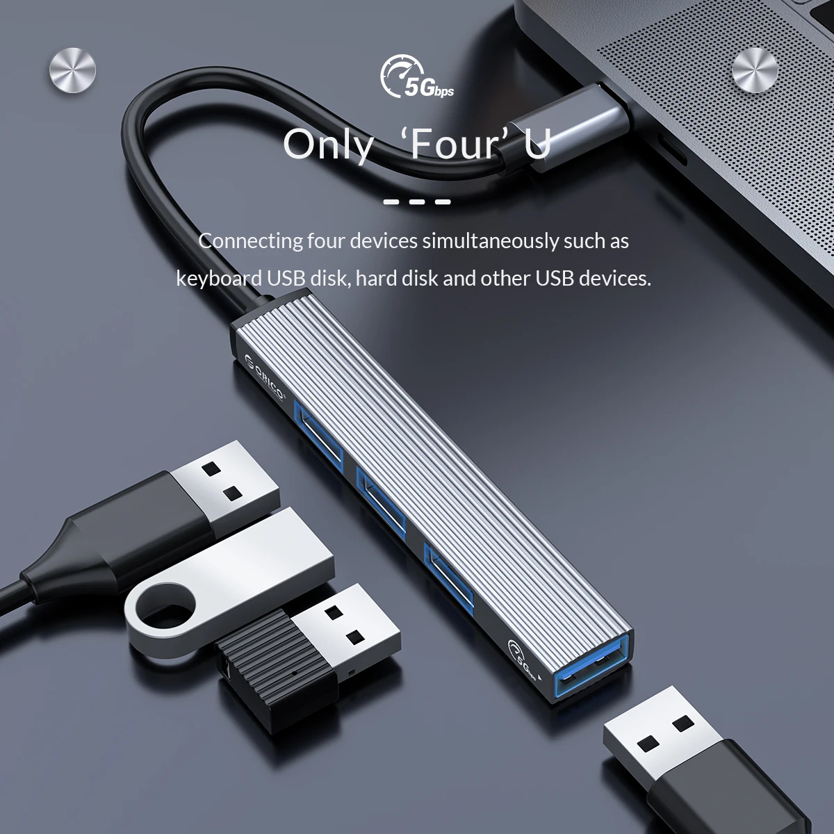 ORICO USB HUB 4 Port USB 3.0 Splitter With Micro USB Power Port Multiple High Speed OTG Adapter for Computer Laptop Accessories