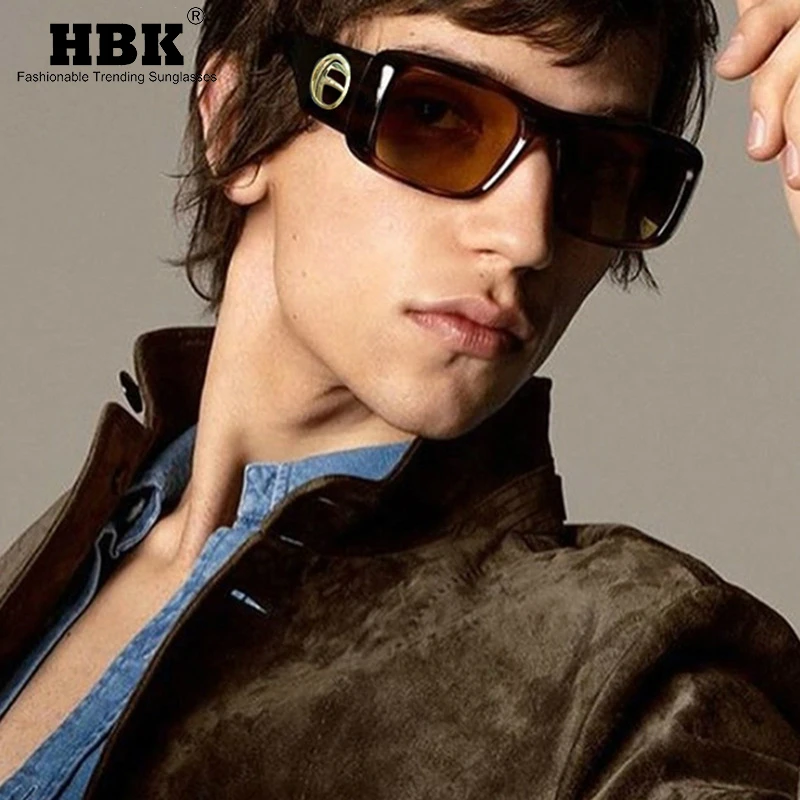 HBK Luxury Mens Designer Sunglasses Women Square Fashionable Black Sun Glasses for Men Italian Brand UV Protection Shades