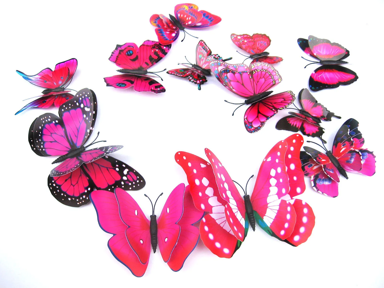

12pcs/set Multicolor Double Layer 3D Butterfly Wall Sticker Magnet PVC Butterflies Party Kids Bedroom Fridge Decoration 10 Color
