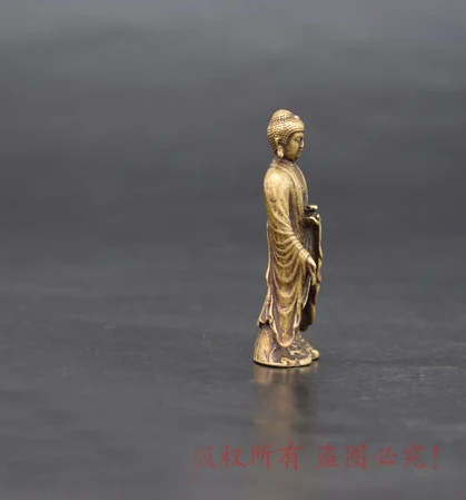 Greco-буддистская дорожная переноска эффективный талисман Bless safe good luck Шакьямуни Амитабха Ретро латунная карманная статуя Будды