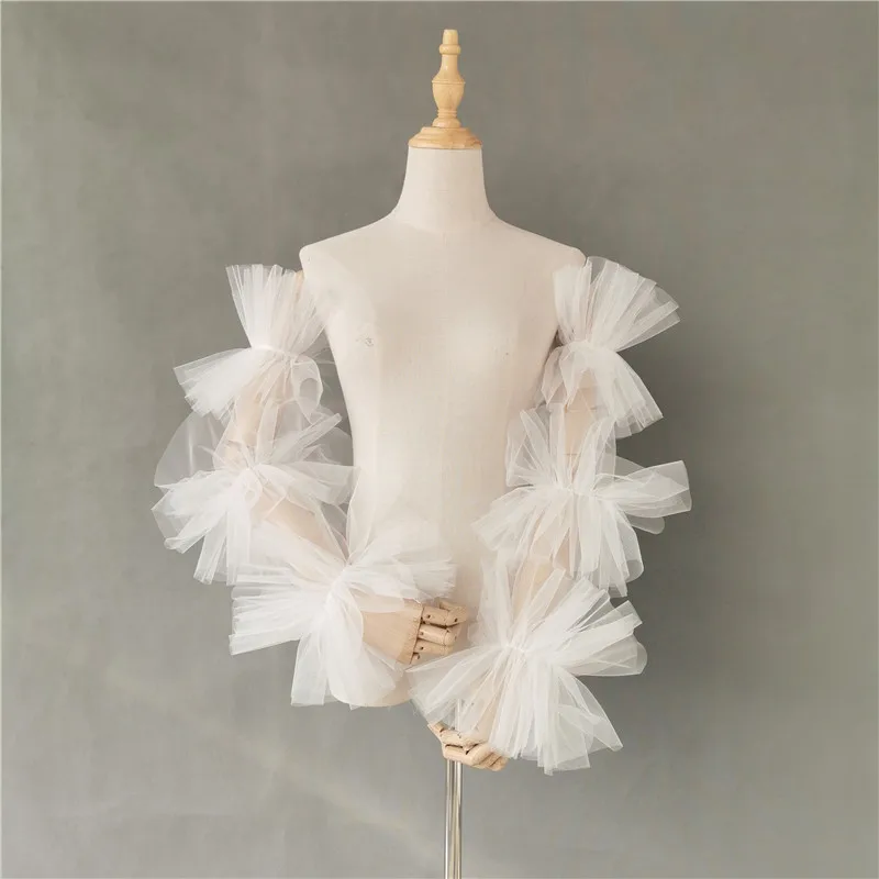 Mingli Tengda Bridal Gloves Wedding Accessories Mori Exaggerated Modeling Long Gloves Wedding Arm Cover Decorated Bride Tulle lace gloves wedding dress gloves