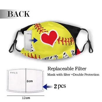 

protective mask with filter Girls Love For The Softball anti dust PM2.5 reuse adult teen child girl