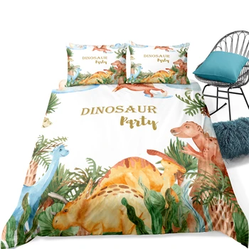 

Cartoon Children's Bedding Set Bed Decor Duvet Cover Set Dinosaur Quilt Cover Bedclothes Twin Bed Linen Set