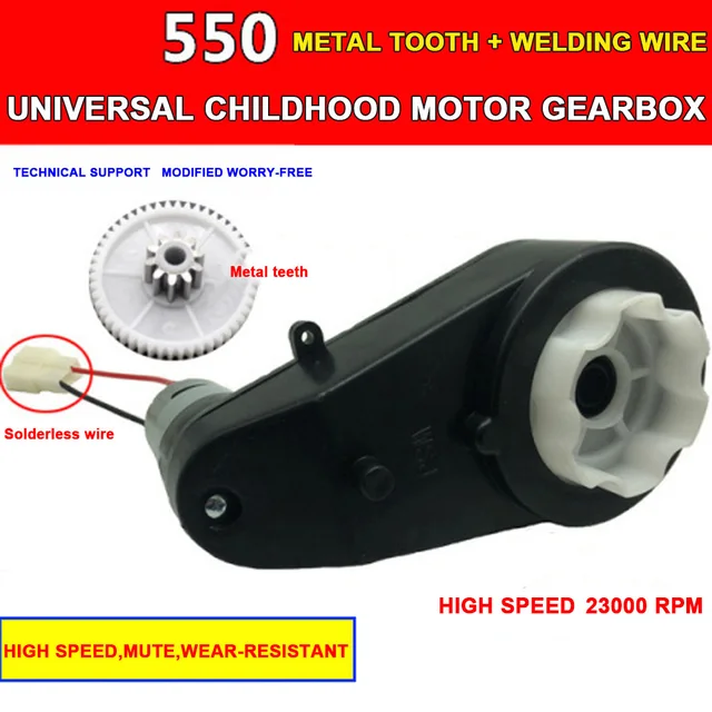 Gearbox with 12V Motor for Power Wheels RS550 12 Volt DC Motor High Speed Match