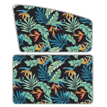 

INSTANTARTS Tropical Flower Palm Leaves Pattern Universal Car Left Windshield Sun Shade Car Accessories Side Window Sunshade New