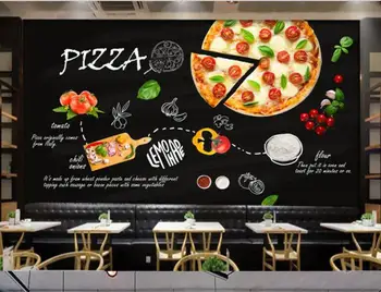 

CJSIR Custom Wallpaper Mural Black Hand Painted Italian Pizza Shop Western Restaurant Background Wall Photo Wallpaper 3d Decor