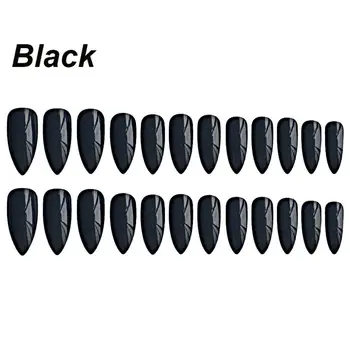 

24Pcs Full Cover Acrylic False Nail Wine Red Black Extra Long Shiny Nail Tips Oval Sharp Stiletto Manicure Artificial Salon Tool