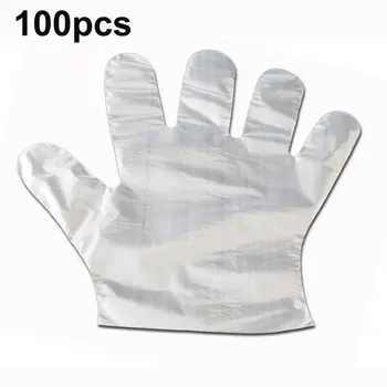 

100pcs/Lot Disposable Gloves One-off Plastic Gloves Restaurant BBQ Transparent Eco-friendly PE Gloves Kitchen Garden accessories