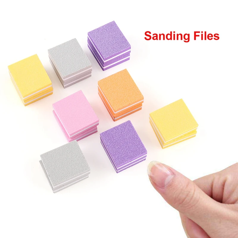 HTHL-100PCS мини-буферный блок для ногтей, губка, маленькая пилка для ногтей, шлифовальный станок, пилочки для дизайна ногтей, двусторонний маникюр