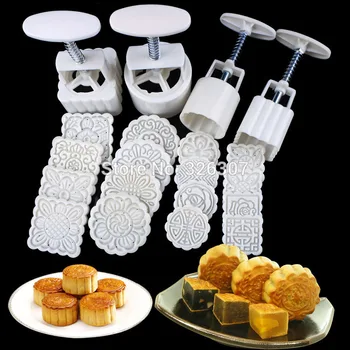 

Chinese Characters stamps 16 flower piece moon cake mold meal Hand pressure square circle bundle hand pressure type set DIY tool