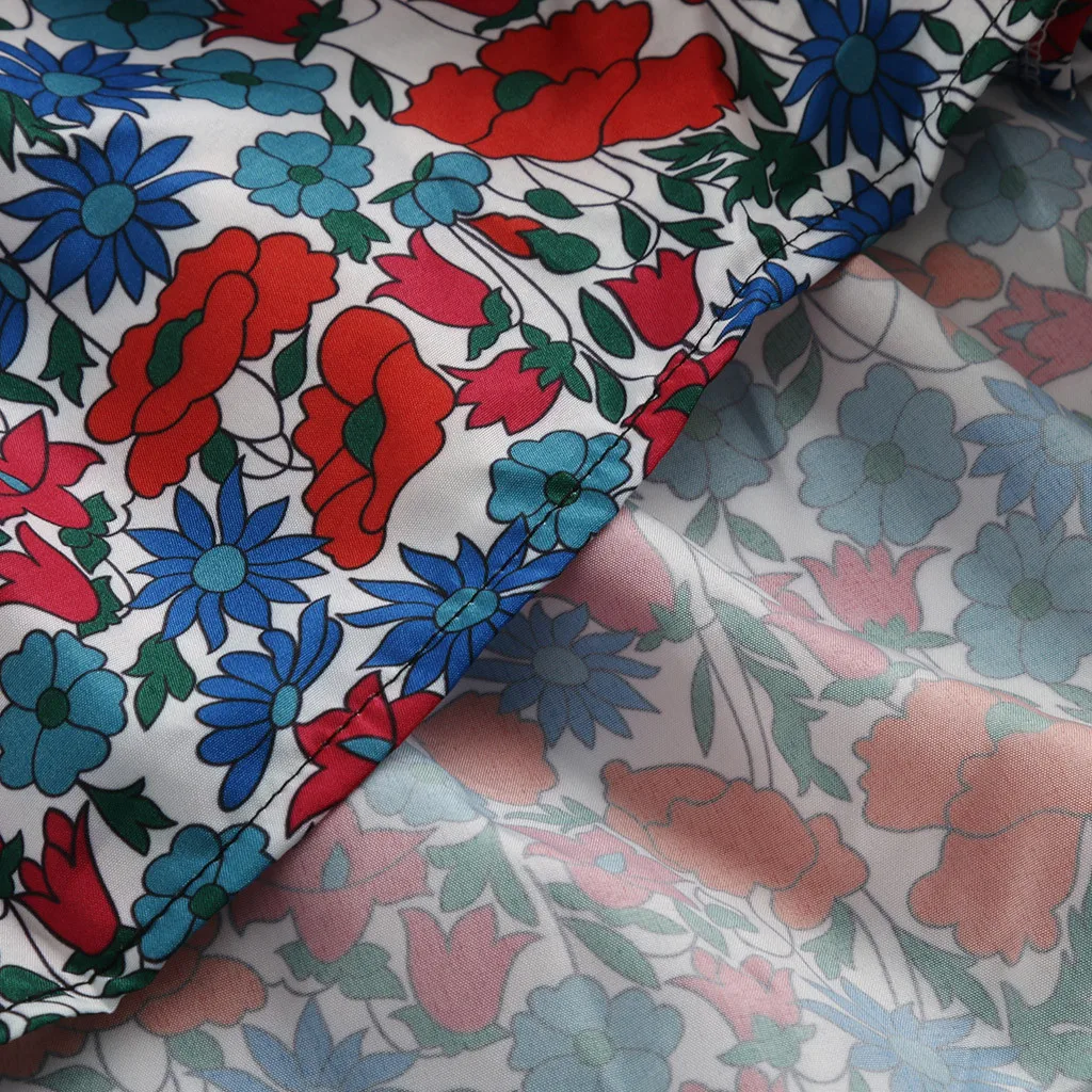 С длинным рукавом на лето свободное платье тонкий Boho Пляжные наряды Для женщин Туника Повседневное галстук-бабочка с v-образным вырезом платье миди с цветочным принтом размера плюс 5XL
