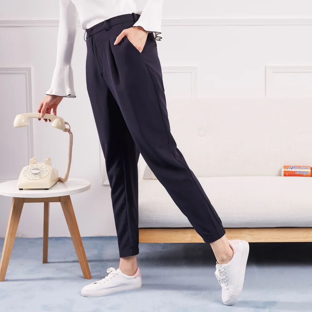 Metersbonwe Новые повседневные брюки для женщин, брюки женские, высокое качество, для офиса, женские брюки, узкие, простые, подходят ко всему, луч ноги брюки