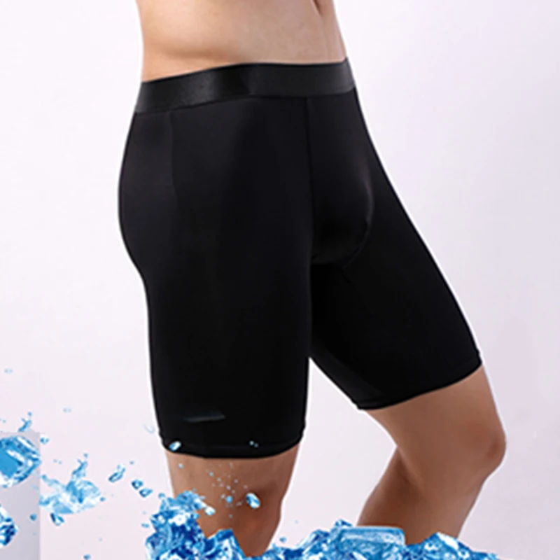 Long Men Boxer Underwear Large Size Men Underware Shorts Men Ice Silk Long Leg Boxers Underpants Brand Sports Long Boxer Panties