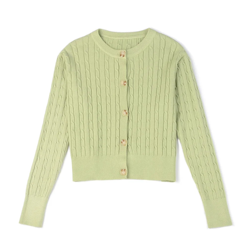 

Retro Knit Sweater Women Round Neck Short Top Long Sleeve Jacket Small Twist Outer Sweater 2020 Autumn and Winter Single size