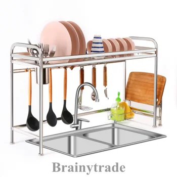 

Large Stainless Steel Dish Rack Over Sink Drain Drying Holder Shelf Organizer