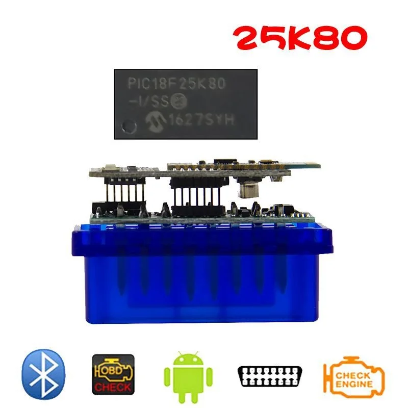 Супер Мини ELM327 v2.1/V1.5 bluetooth 25K80 OBD2 автомобильный диагностический инструмент считыватель кодов сканирование ToolsAuto сканер автомобильный obd2 сканер