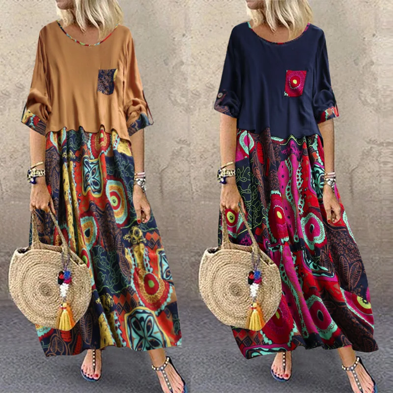 

2019 Summer Sundress ZANZEA Women Long Maxi Vestidso Cotton Linen Casual Dress Casual Long Shirt Vestido Vintage 2 Pieces Dress