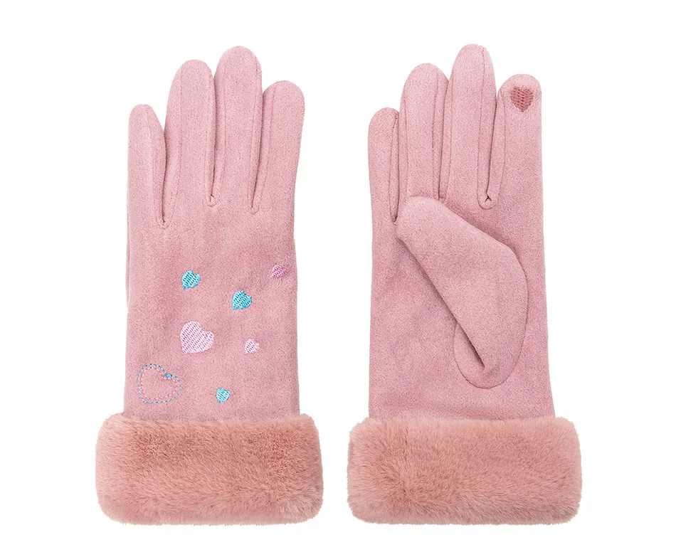 pink YEABIU милые новые модные зимние женские мужские теплые перчатки для вождения с сенсорным экраном варежки двойные толстые плюшевые наручные женские перчатки - Цвет: pink