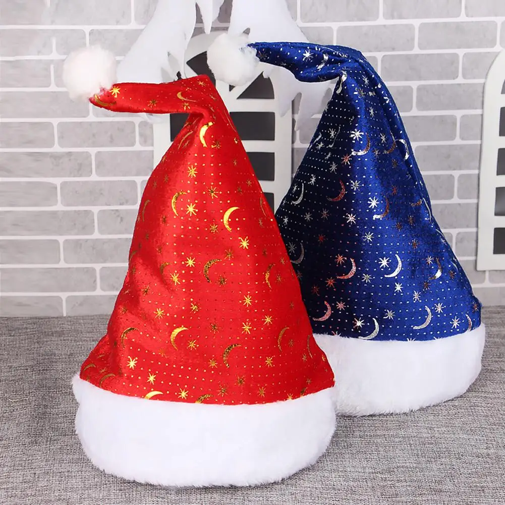 

Sequins Plush Christmas Hat Star Moon Santa Claus Hat Xmas Costume Props Hats Cap christmas decorations for home boze narodzenie