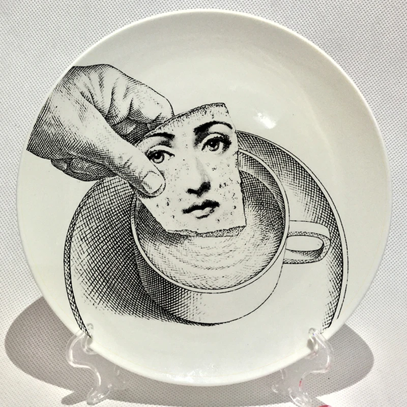 Rosenthal Piero fornasetti тарелки черно-белые иллюстрации подвесные блюда образец комнаты/дома/отеля Декор Кавальери лицо Керамические ремесла