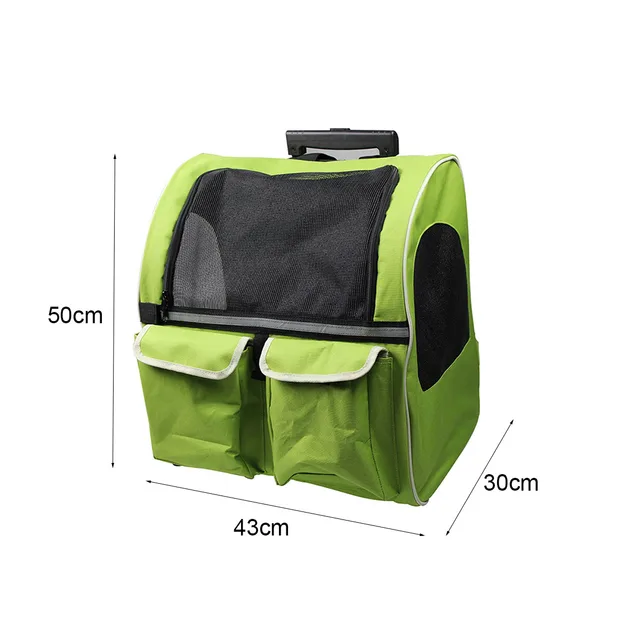 Small Pet Wheel Carrier Dog Cat Portable Strollers Backpack 