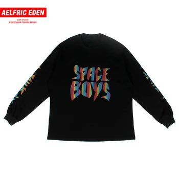 

Aelfric Eden Reflective Print T Shirt Long Sleeve Streetwear Hip Hop Tshirt Casual Harajuku T-Shirt Winter Cotton Pullover 2020
