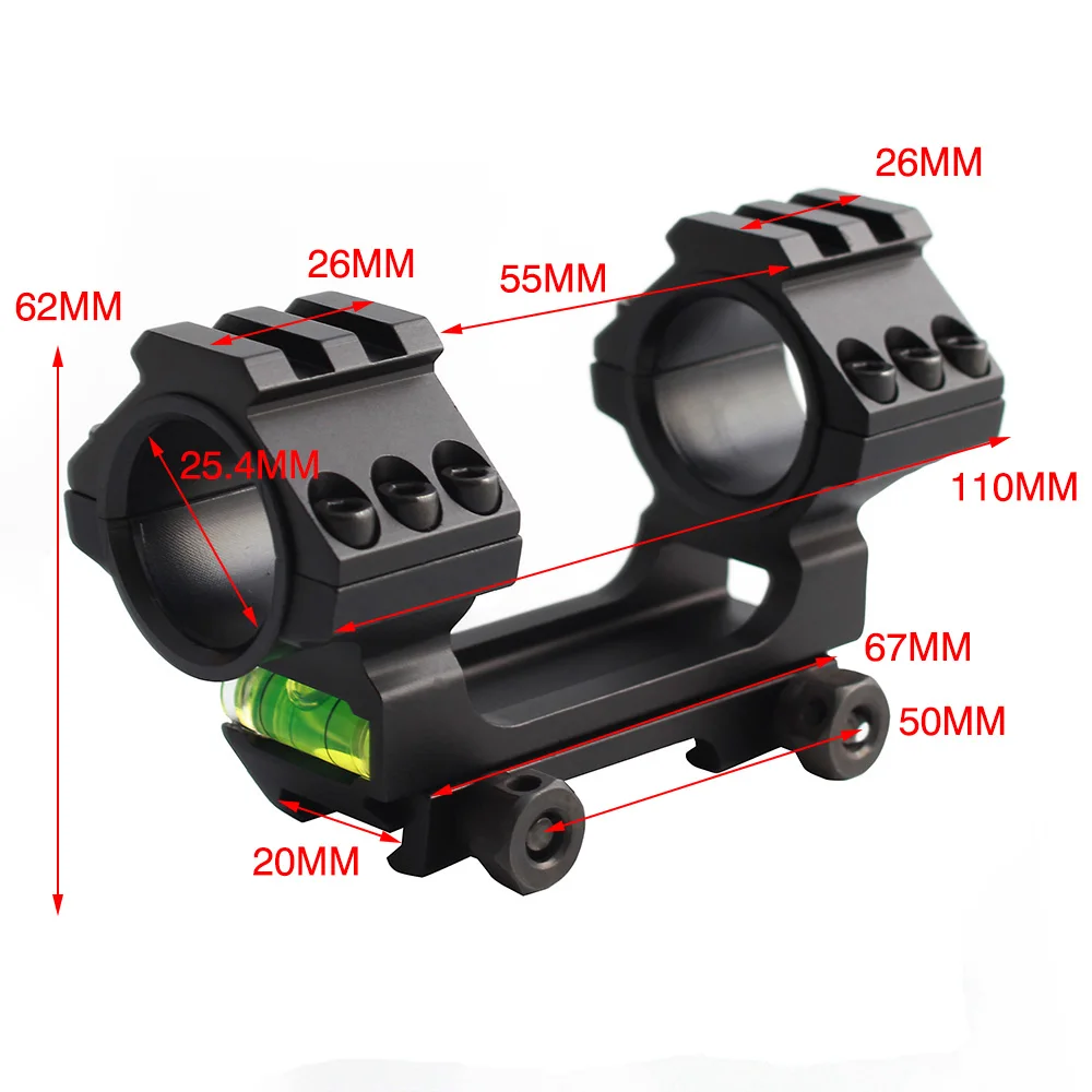 Heavy Duty Scope Mount Dual Rail Ring With Bubble Level 25.4mm/30mm